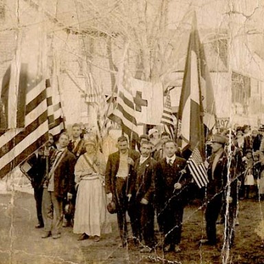 Parade for Columbus Day in Riverton, Illinois, c. 1913-1915